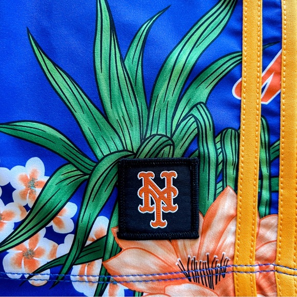 Hurley × '47 MLB New York Mets Orange Tropical Print Board Shorts Mens Sz 34 NWT - Picture 7 of 14